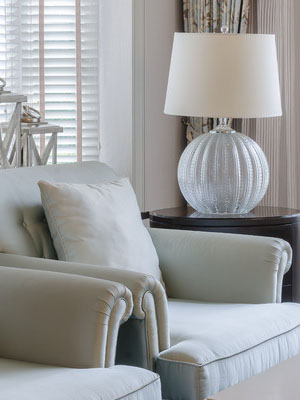 34873550 - luxury chair in living room with lamp at home